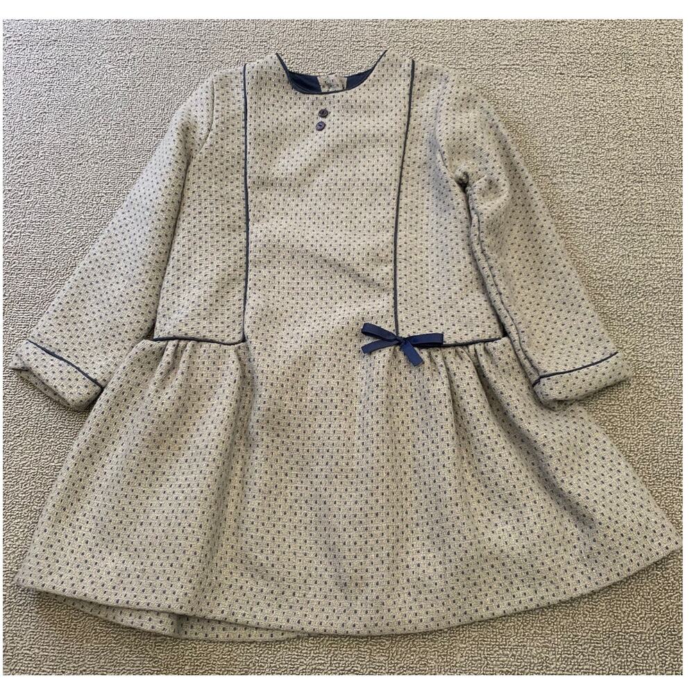 Martina Charlotte Girls 4Y Gray And Navy Drop Waist Dress